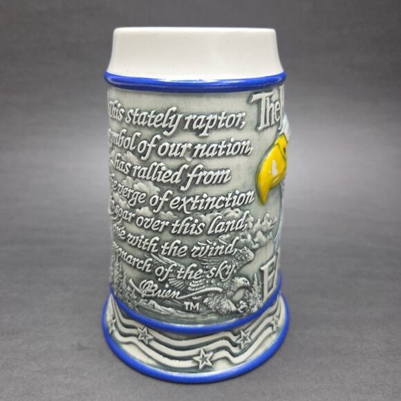 Bald Eagle Beer Stein 20oz Mug Tom O'Brien 2000 Ceramic 3D Ceramarte Brazil - Picture 5 of 9
